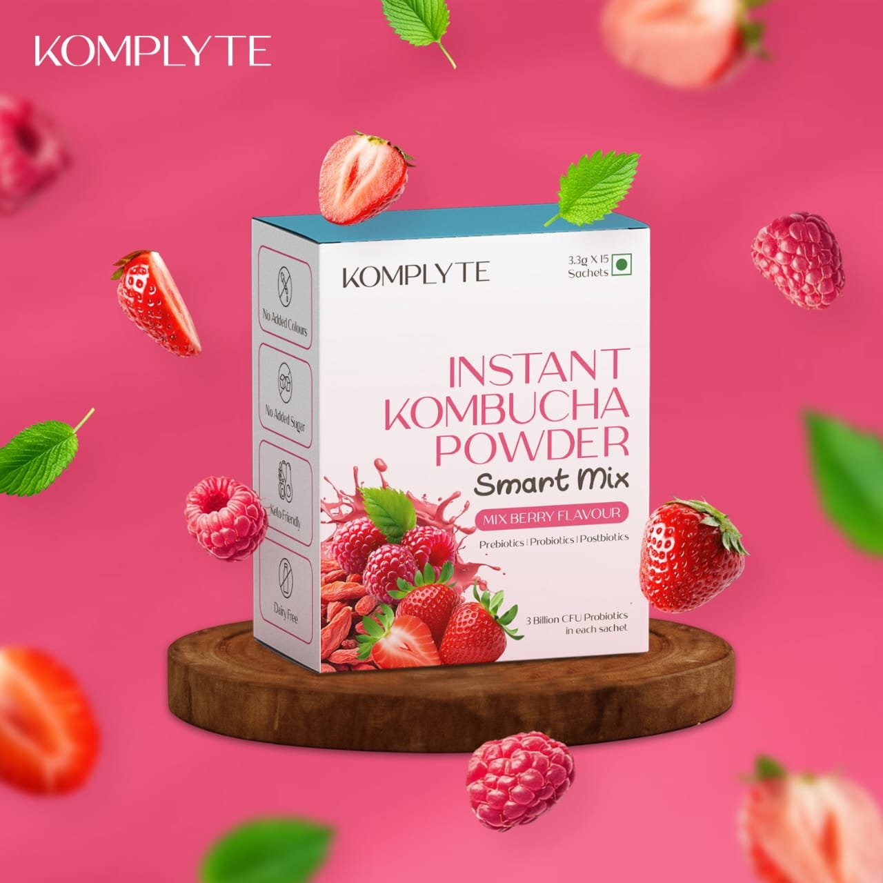 KOMPLYTE   INSTANT KOMBUCHA POWDER   Smart Mix   MIX BERRY FLAVOUR